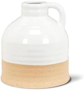 Shiny and Matte Vase with Handle Small 6 Inch