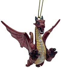 Red Flying Gothic Dragon Christmas Tree Ornament Statue