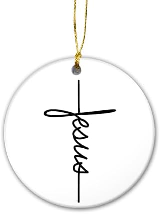 Jesus Christmas Ornament Christ Cross Decor Holiday Faith Gift