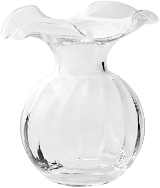 Vietri Hibiscus Clear Glass Fluted Vase 625D 7H