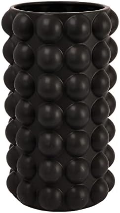 Creative Co Op Modern Stoneware Raised Dot Vase Black