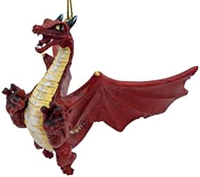 Red Flying Gothic Dragon Christmas Tree Ornament Statue