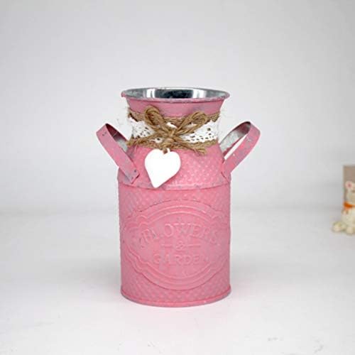 Wakauto Vintage Pink Metal Cube Vase Plant Holder