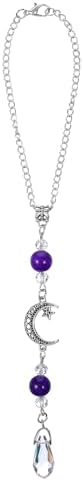 Moon Star Car Mirror Charm with Amethyst Crystal