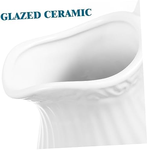 GANAZONO Simple White Striped Ceramic Flower Vase for Balconies