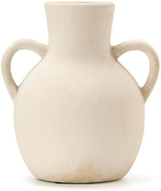 SIDUCAL Rustic Ceramic Farmhouse Flower Vase with 2 Handles 73 Inch