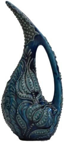 EliPOT Turkish 12 Inch Ceramic Swan Vase Turquoise Beta