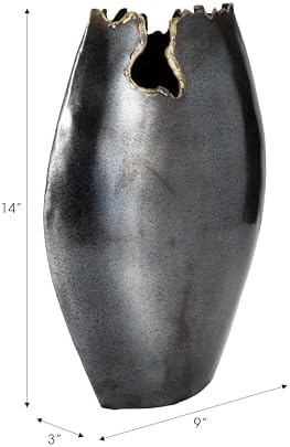 Sagebrook Home Modern Metal Vase 14 Inch Black