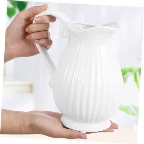 Operitacx Ceramic Pitcher Vase Striped Dried Flower Pot for Home Office and Living Room Decor