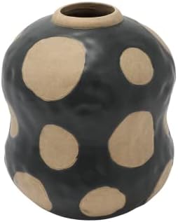 Creative Co Op Stoneware Vase Black Cream 7x7x8