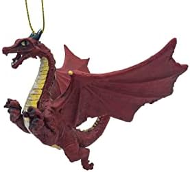 Red Flying Gothic Dragon Christmas Tree Ornament Statue