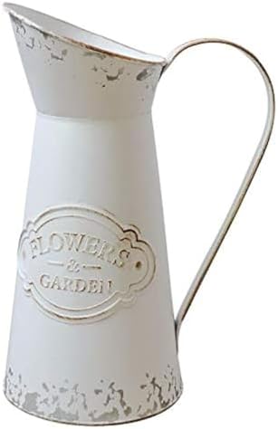 MISIXILE White Rustic Metal Jug Vase 11 Inch