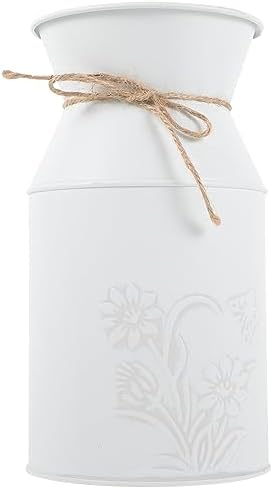 HOMSFOU Rustic Iron Bucket Vase for Home Decor