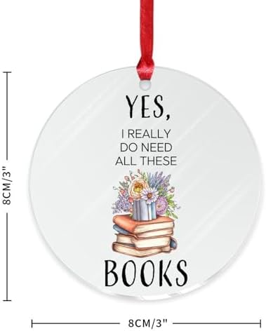 3 Inch Acrylic Christmas Ornaments 2024 Bookish Decorative Hanging Baubles