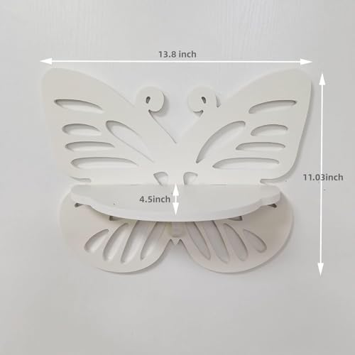 2PCS Butterfly Wall Shelf Cute Floating Storage for Kids Room and Nursery Decor