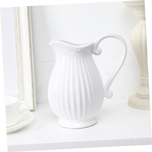 Operitacx Ceramic Pitcher Vase Striped Dried Flower Pot for Home Office and Living Room Decor