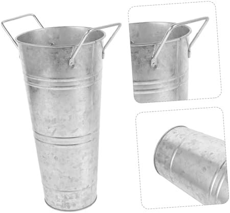 Vintage Iron Flower Bucket Vase for Dried Flowers