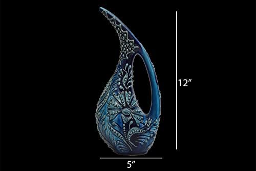 EliPOT Turkish 12 Inch Ceramic Swan Vase Turquoise Alpha