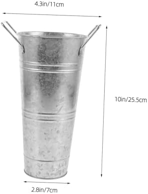 Vintage Iron Flower Bucket Vase for Dried Flowers