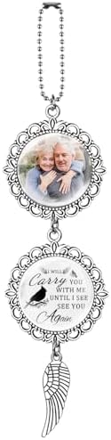 Personalized Angel Wing Car Charm - Custom Photo Text Memorial Gift