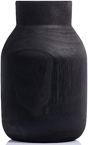 Black Rustic Large Wooden Vase for Home Decor