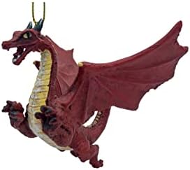 Red Flying Gothic Dragon Christmas Tree Ornament Statue
