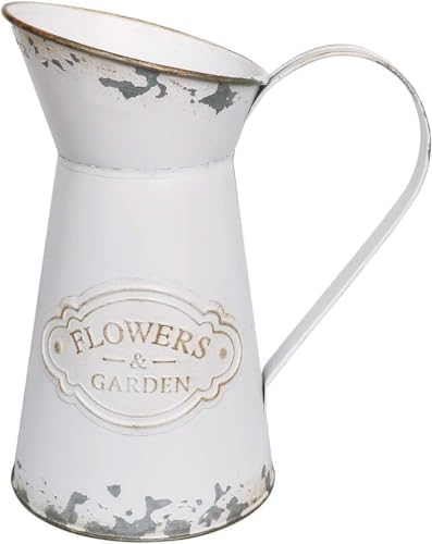 Rustic Metal Flower Vase with Shabby Chic Design