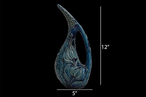 EliPOT Turkish 12 Inch Ceramic Swan Vase Turquoise Beta