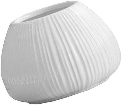 ORFOFE Ceramic Vase White Vertical Stripe 15x15x11cm