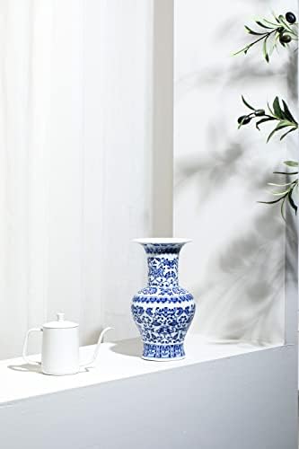 Blue and White Vase 10 Inch Ceramic Decor for Home