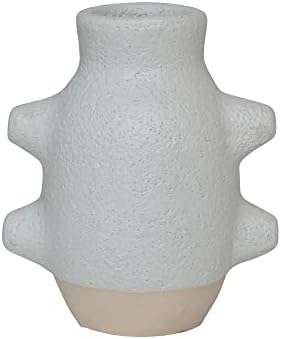 Creative Co-Op Abstract Stoneware Vase White Volcano Finish