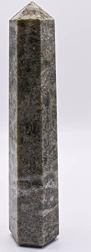 56 Inch Green Vesuvianite Obelisk with Calcite Inclusions
