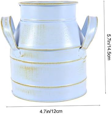 Cabilock 2pcs Retro Style Desktop Flower Bucket with Double Ears Iron Decorative Vase