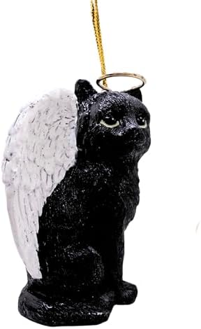 Black Cat Angel Tabby Christmas Tree Ornament
