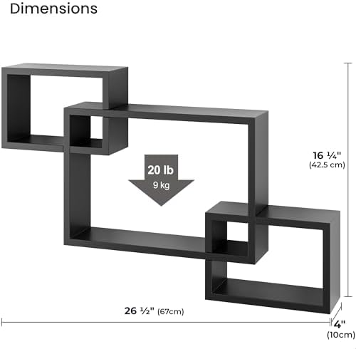 Ballucci Wooden Floating Wall Shelves 26 x 18 Black