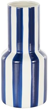 Deco 79 Modern Blue Striped Ceramic Vase