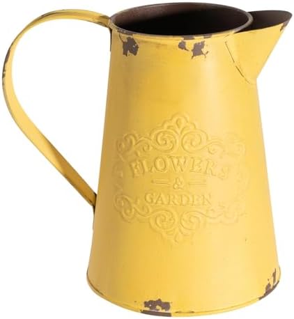 Yellow Metal Flower Vase Farmhouse Decor