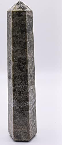 56 Inch Green Vesuvianite Obelisk with Calcite Inclusions