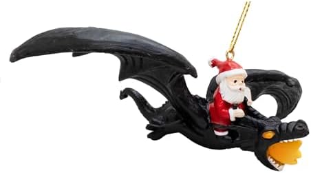 Spooky Thru Noel Santa Claus Flying Dragon Ornament