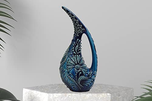 EliPOT Turkish 12 Inch Ceramic Swan Vase Turquoise Alpha