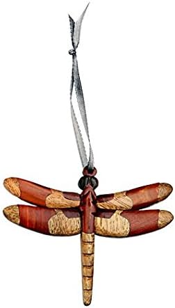 Set of 4 Handmade Double Side Wood Garden Critter Ornaments - Hummingbird Dragonfly Bee Butterfly