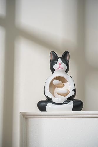 Hand-Painted Ceramic Incense Holder with Cat Design