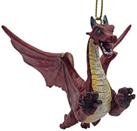 Red Flying Gothic Dragon Christmas Tree Ornament Statue