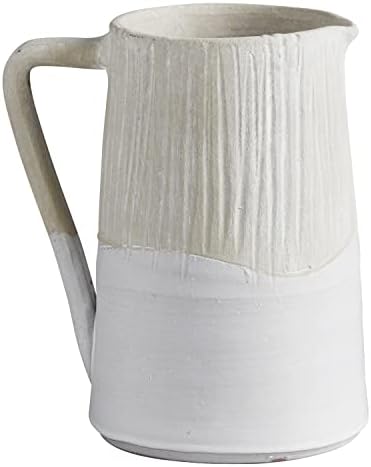 47th Main Textured Terracotta Planter Vase with Handle 7 Tall Two-Tone