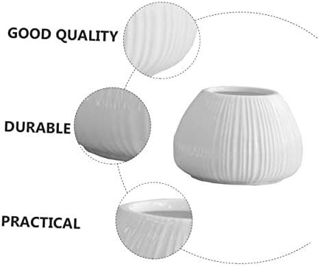 ORFOFE Ceramic Vase White Vertical Stripe 15x15x11cm