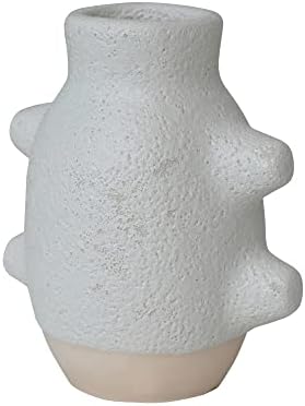 Creative Co-Op Abstract Stoneware Vase White Volcano Finish