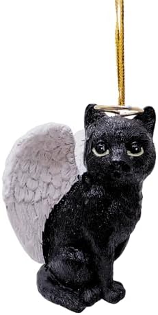 Black Cat Angel Tabby Christmas Tree Ornament
