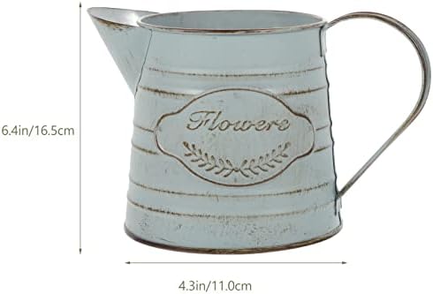 Zerodeko Rustic Galvanized Milk Can Vase with Handle