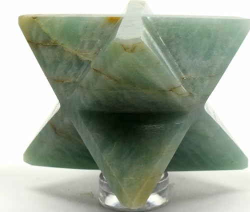 24 Bluish Green Amazonite 8 Point Merkaba Star Natural Feldspar Gemstone Crystal Collectible Specimen - India
