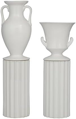 Deco 79 Porcelain Vase Set of 2 Greek Inspired White